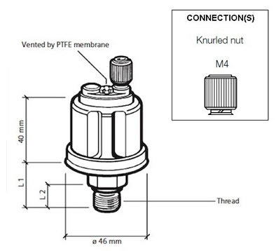 VDO Pressure sender 0-10 Bar - 1/4-18 NPTF